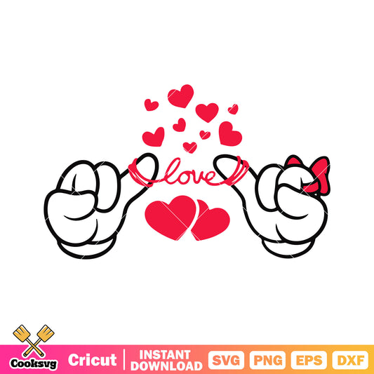 Mickey mouse hand love svg, mickey disney svg, mickey mouse valentine svg