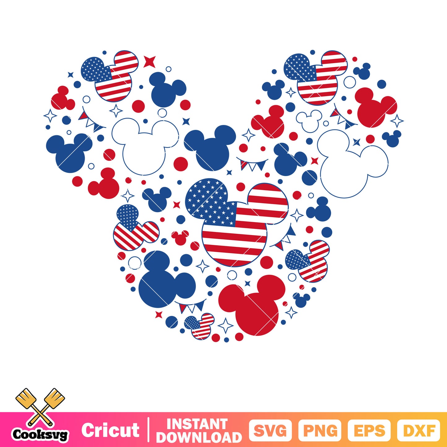 Mickey mouse head 4th of july svg, 4th of july mickey​ svg, disney 4th of july svg