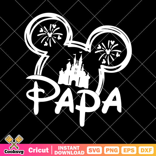 Mickey mouse head castle papa black svg, disney father day svg, mickey head svg