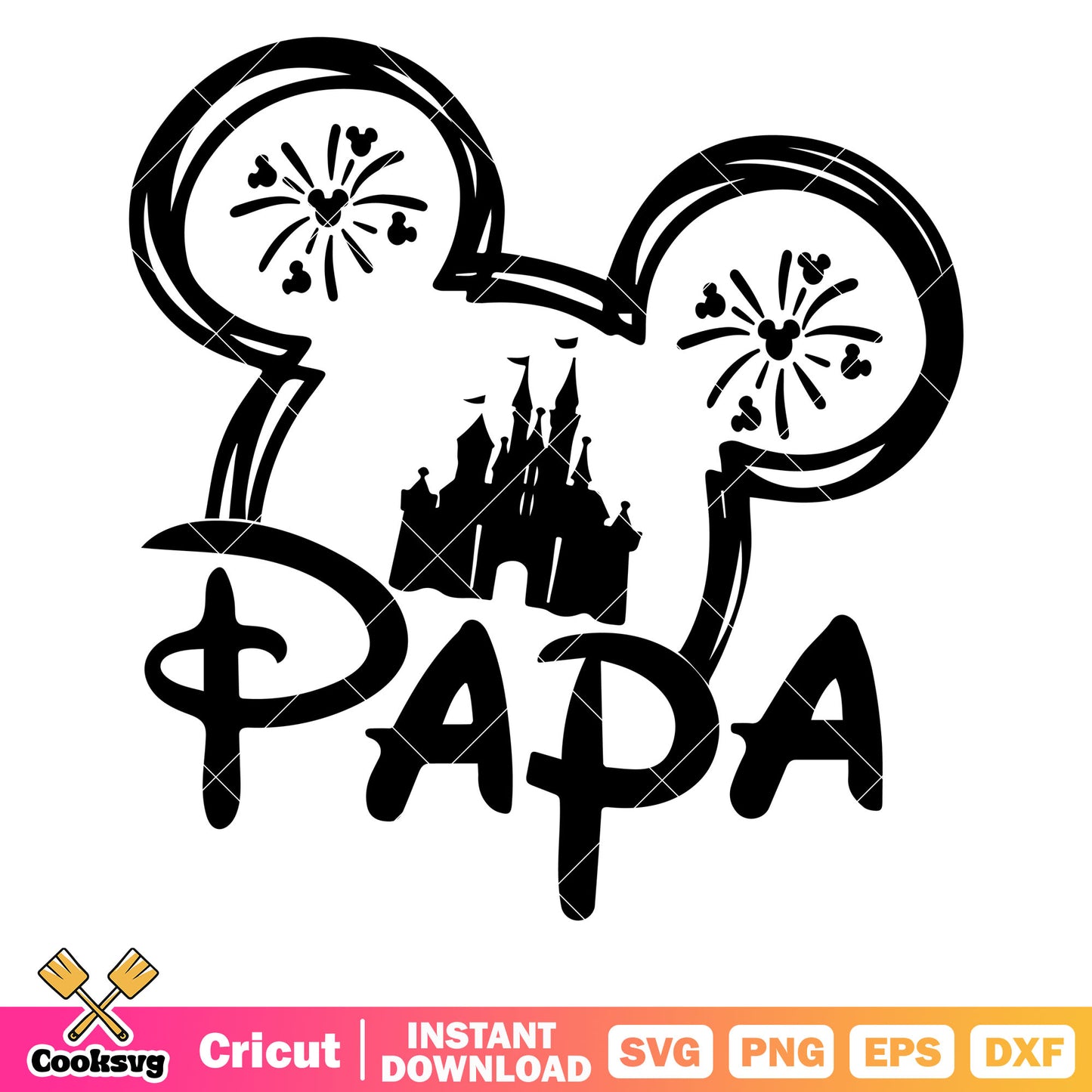 Mickey mouse head castle papa svg file, disney father day svg, mickey head svg