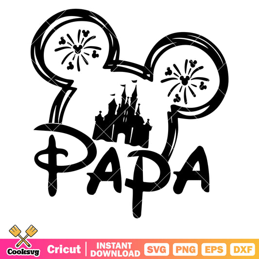 Mickey mouse head castle papa svg file, disney father day svg, mickey head svg