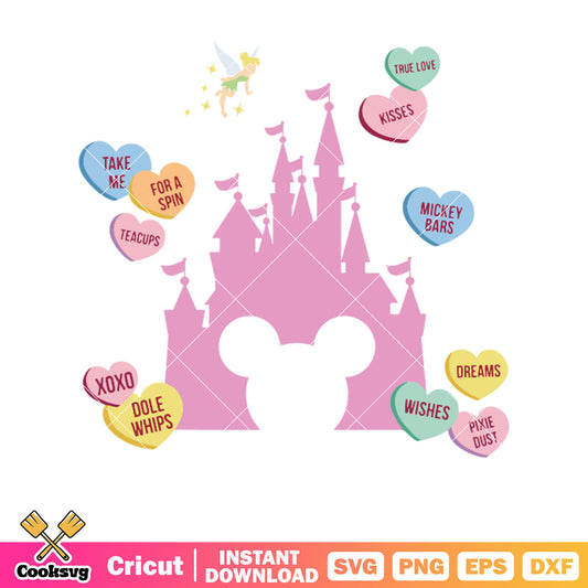 Mickey mouse head castle pink valentine svg, mickey mouse head svg