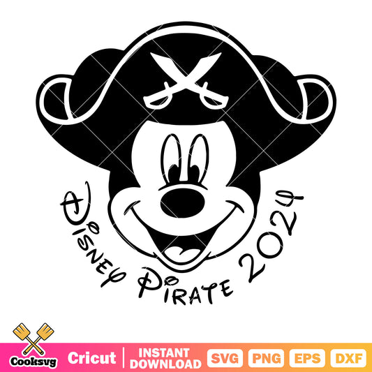 Mickey mouse head disney pirate 2024 svg, mickey head svg, disney pirates​ svg