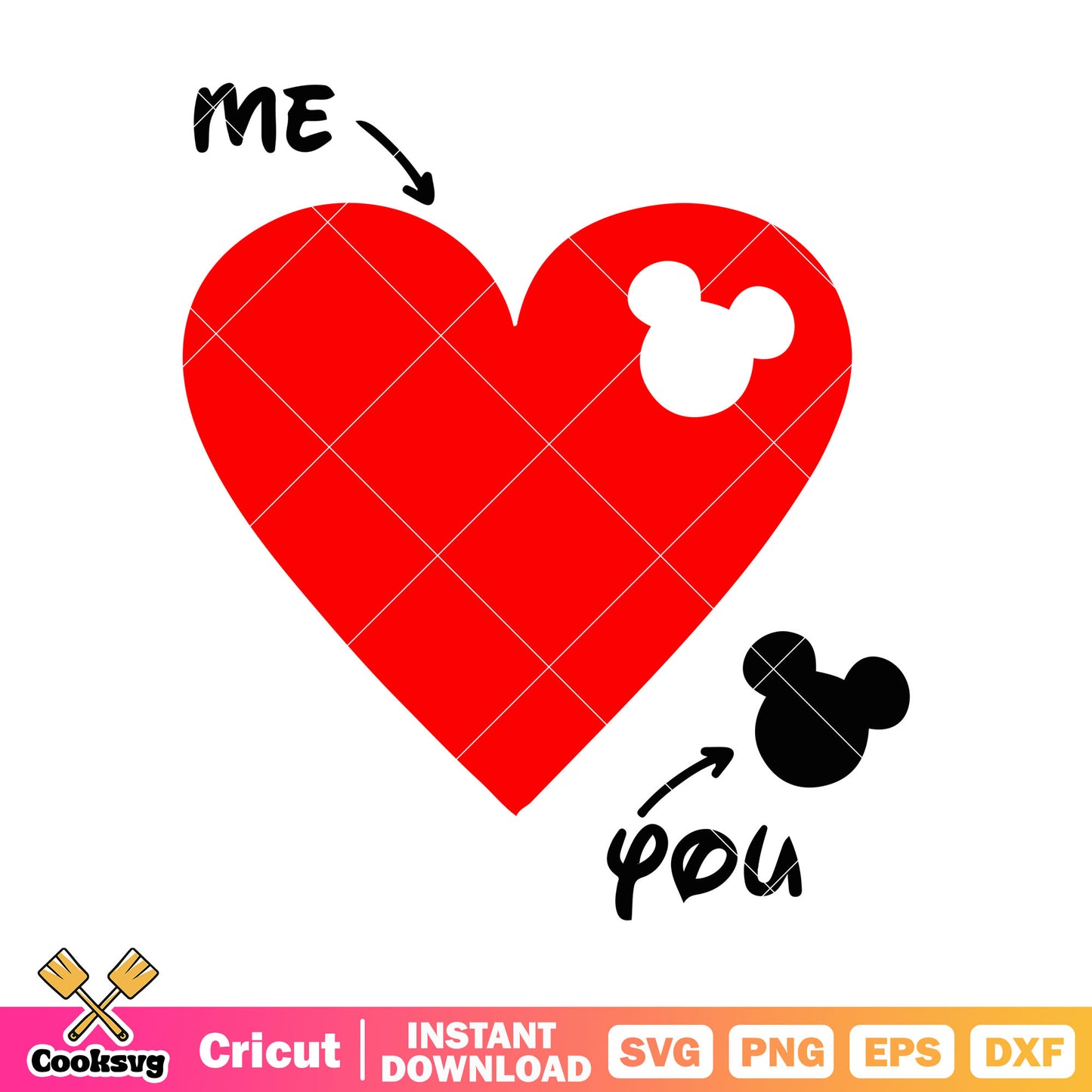 Mickey mouse head me and you svg, mickey mouse valentine svg