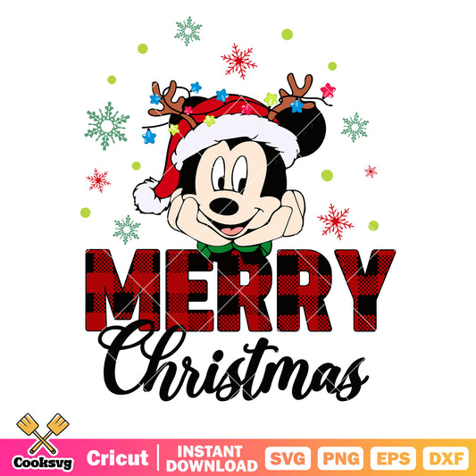 Mickey mouse head red merry christmas svg