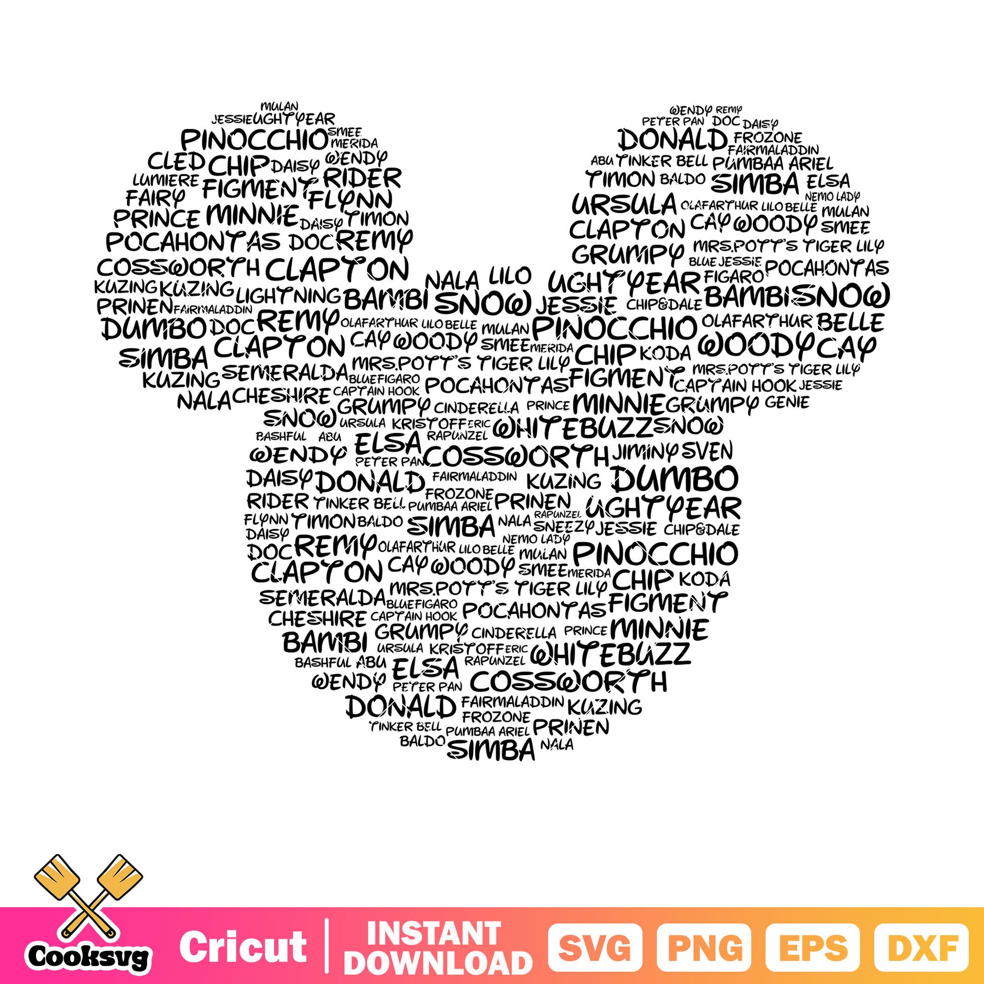 Mickey mouse head text white svg, micckey mouse head svg, mickey mouse text​ svg