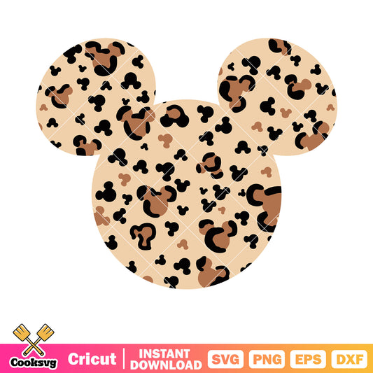 Mickey mouse leopart head svg, mickey mouse head svg, disney mickey svg