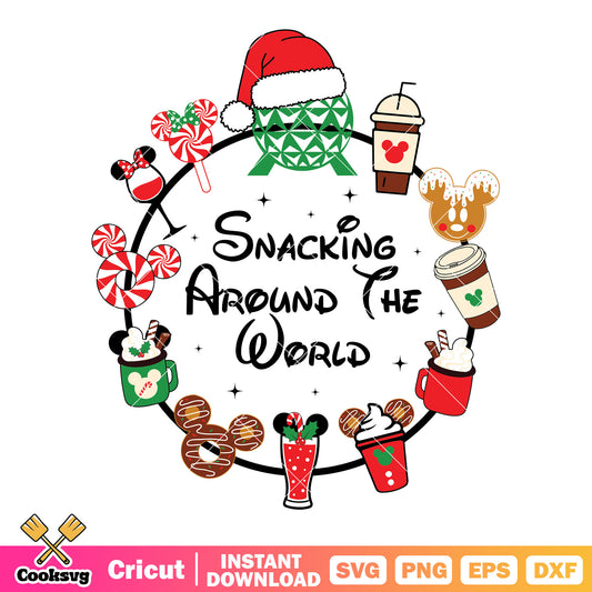 Mickey mouse snacking around the world christmas svg