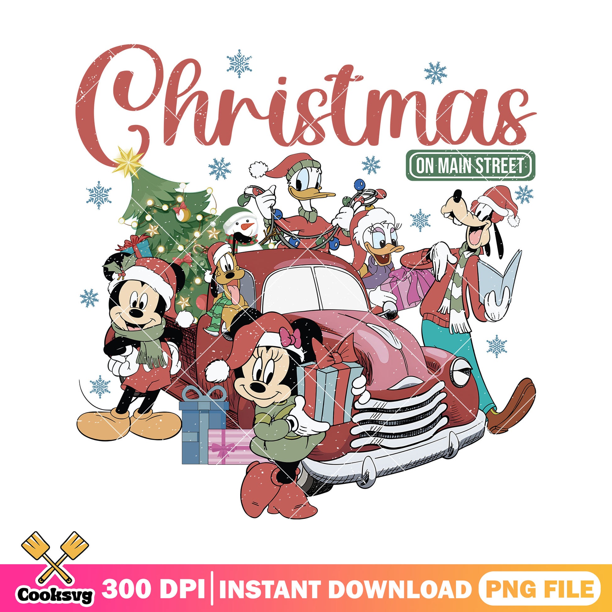 Mickey friends retro pink christmas png