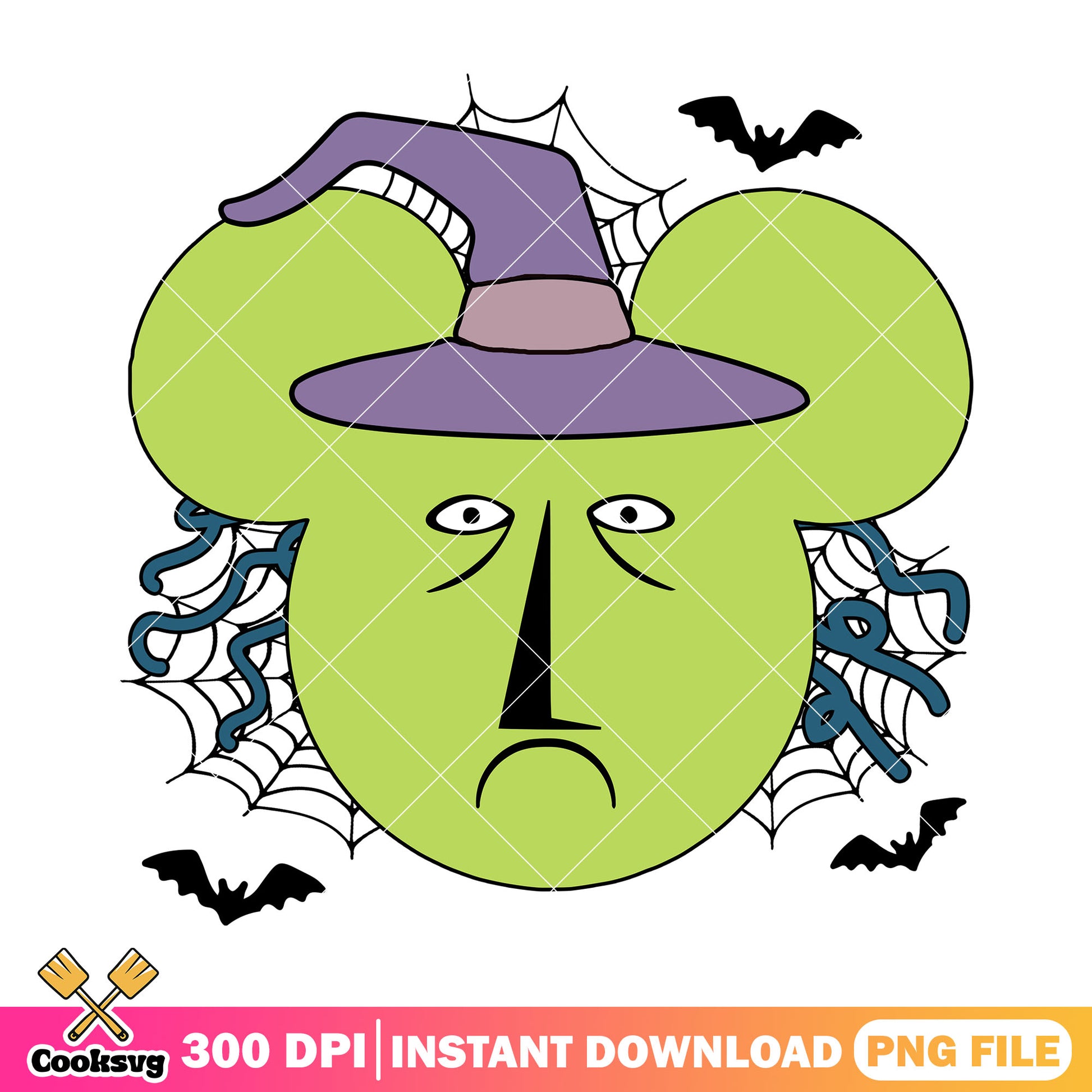 Mickey sad witch png, mickey halloween​ png, mickey head​ png