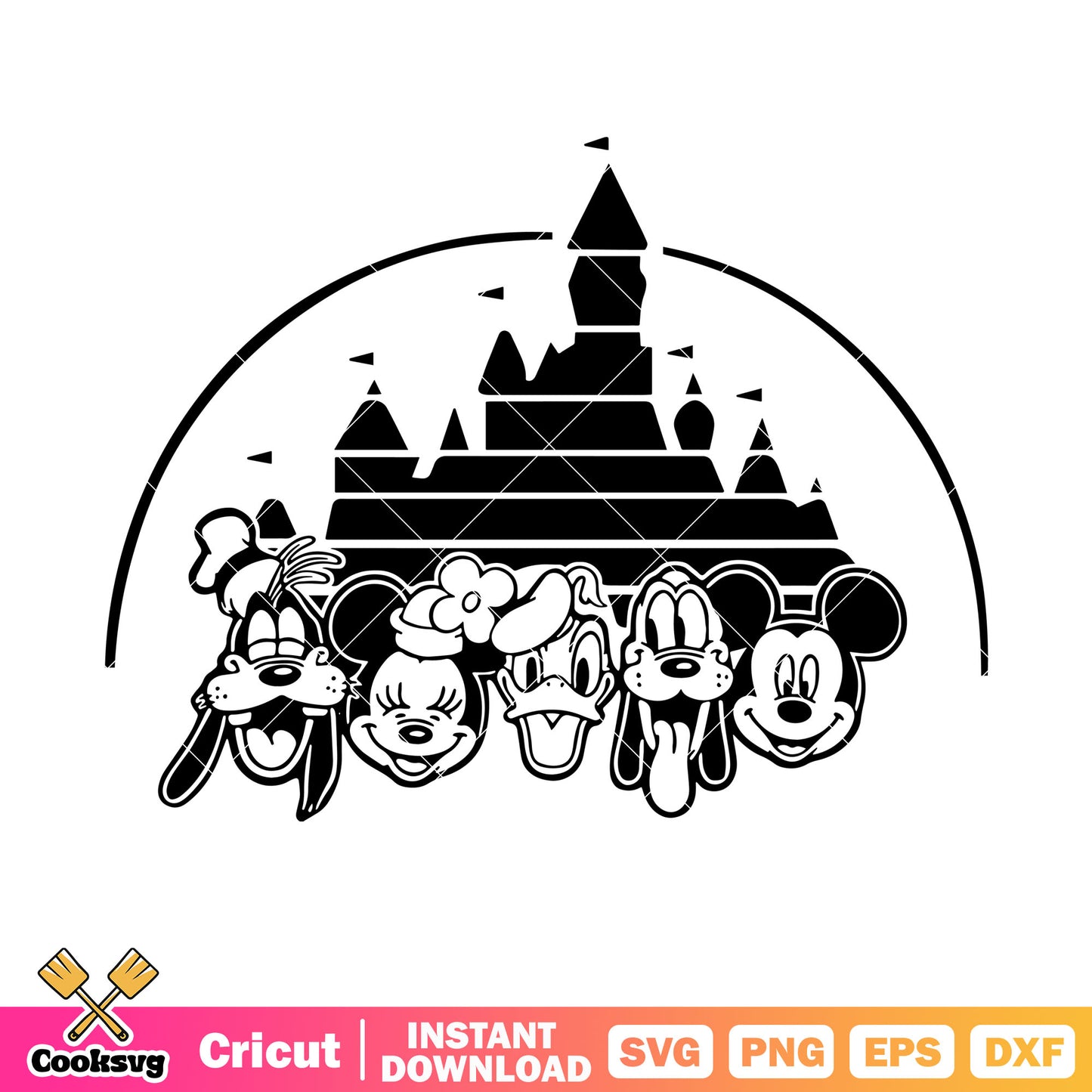 Mickey silhouette head castle svg, mickey mouse head svg