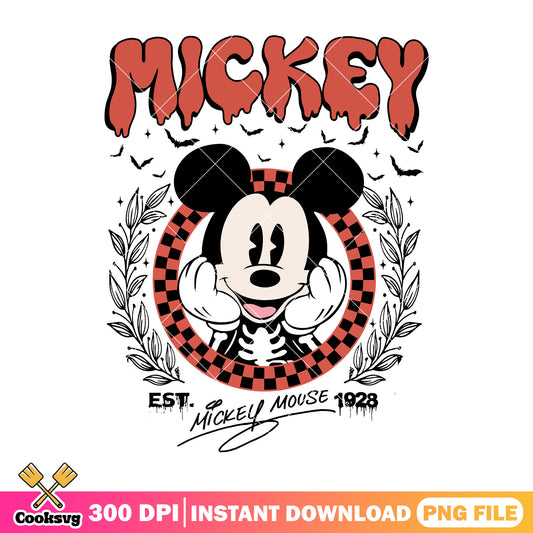 Mickey skeleton est 1928 png, disney halloween png, mickey mouse png