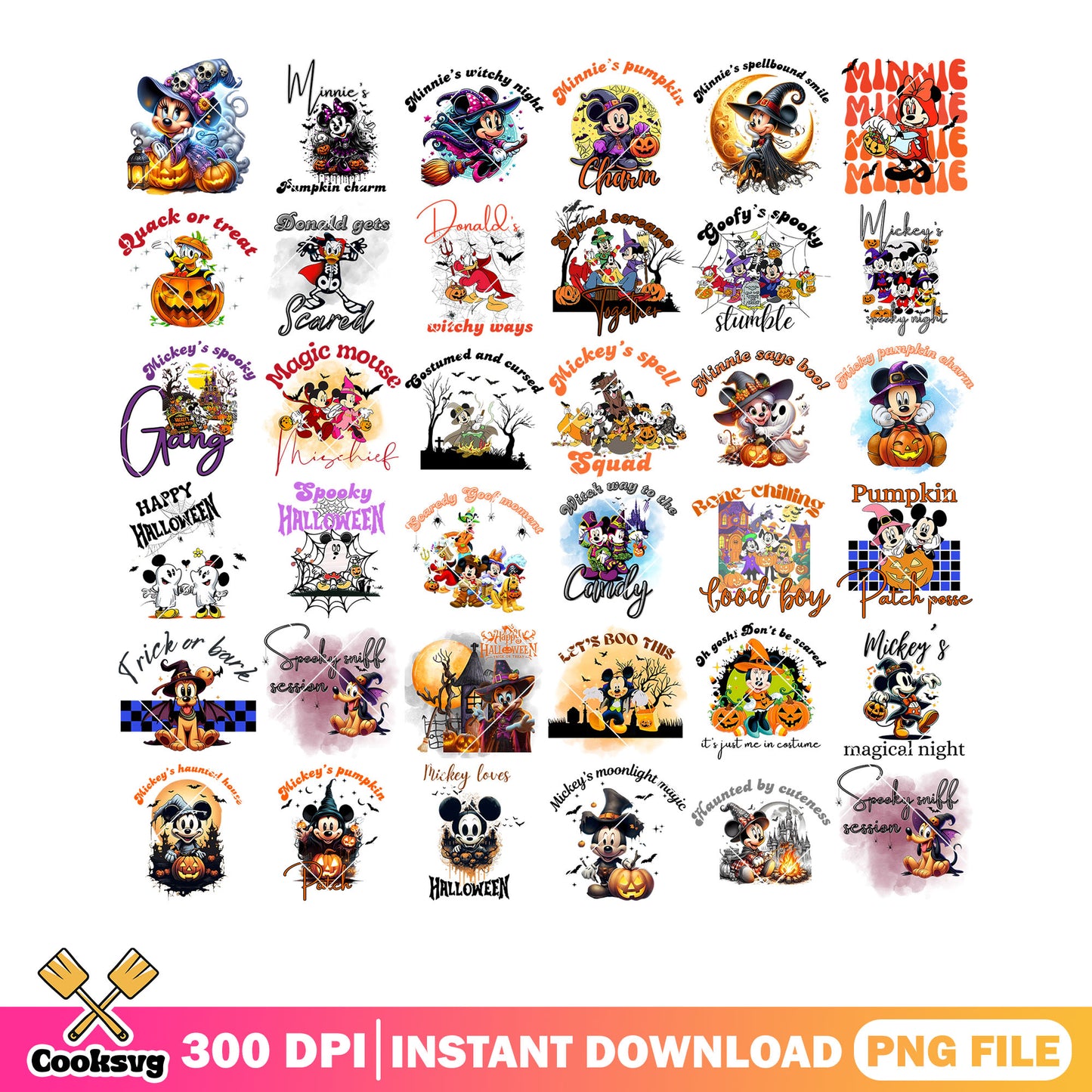 Mickey spell squad png bundle, minnie mouse png, witches costume png