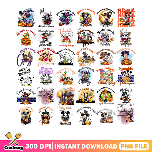 Mickey spell squad png bundle, minnie mouse png, witches costume png