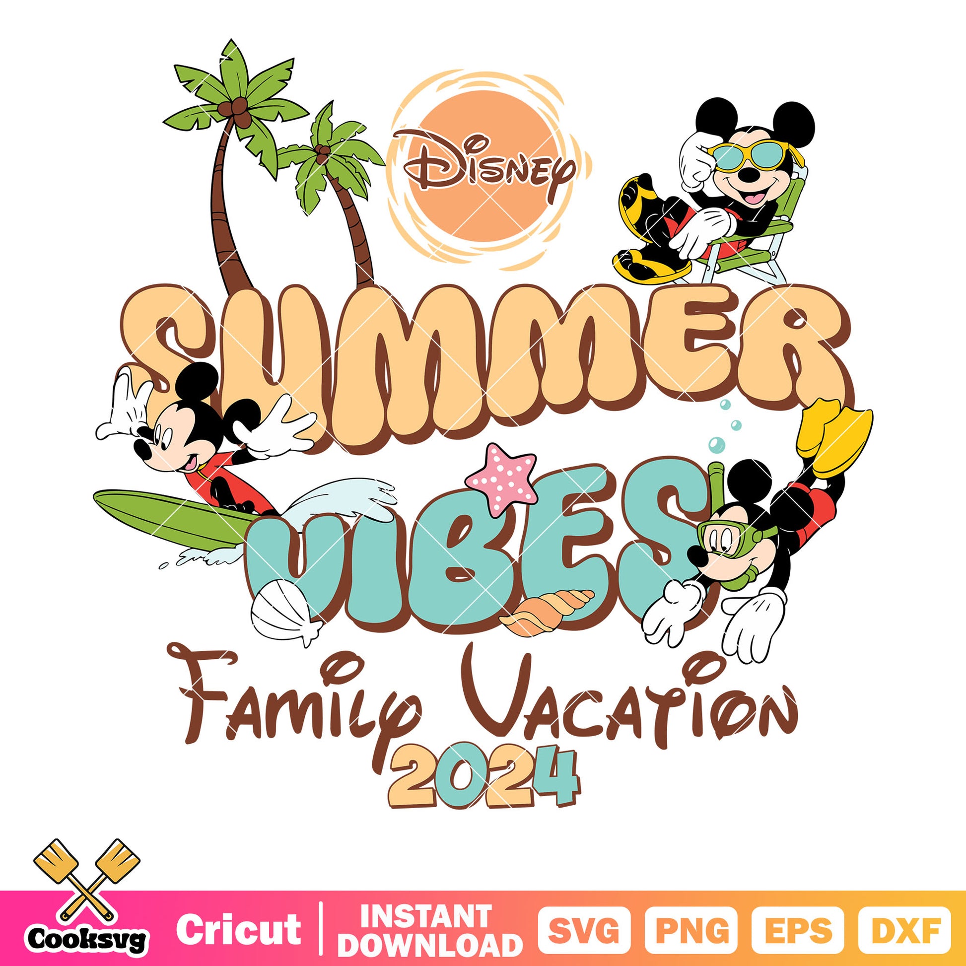 Mickey summer vibes family vacation svg, summer vibes​ svg, disney family vacation svg