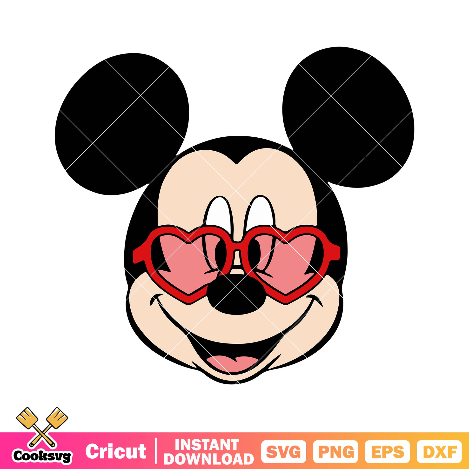 Mickey sunglasses head valentine svg, mickey mouse valentine svg