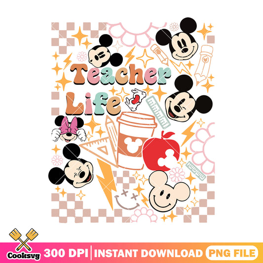 Mickey teacher life png, mickey mouse png, going back to school png