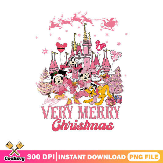 Mickey very merry pink vibe christmas png
