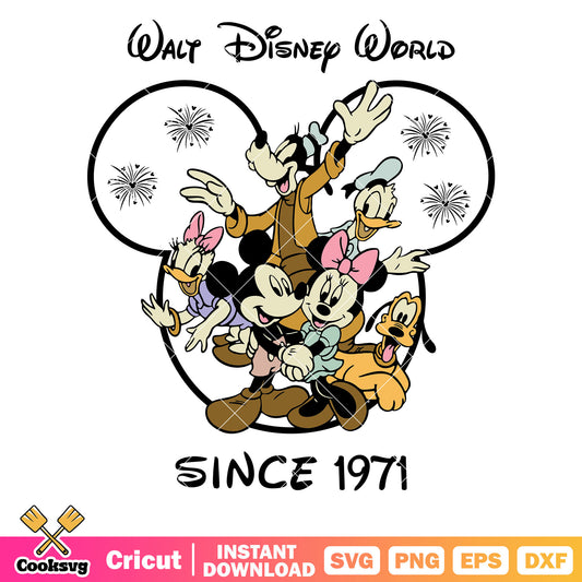 Mickey walt disney world since 1971 svg, mickey mouse head svg, walt disney world svg