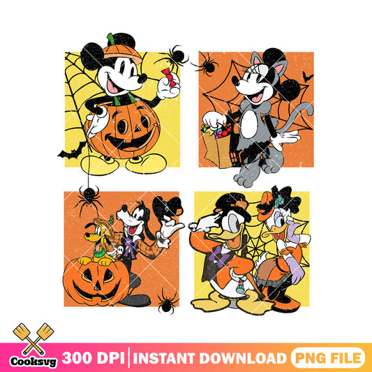Mickeyween gangs png, halloween costumes png, mickey mouse png