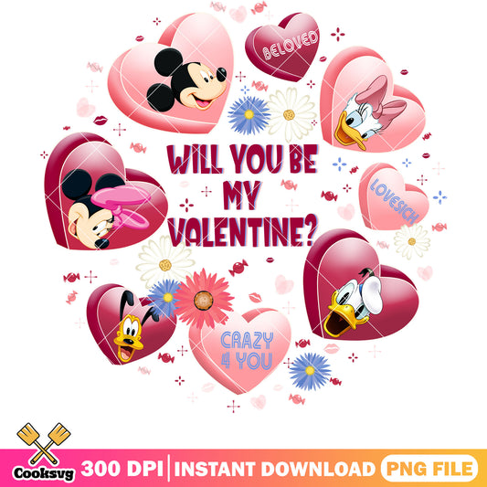 Mickey will you be my valentine png, mickey valentine png