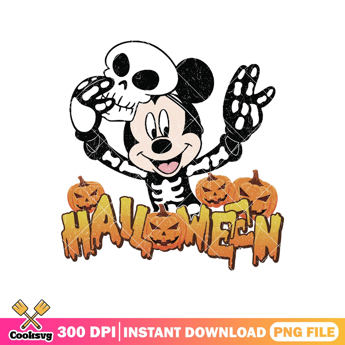 Mickey with skeleton outfit png, mickey mouse png, horror halloween png