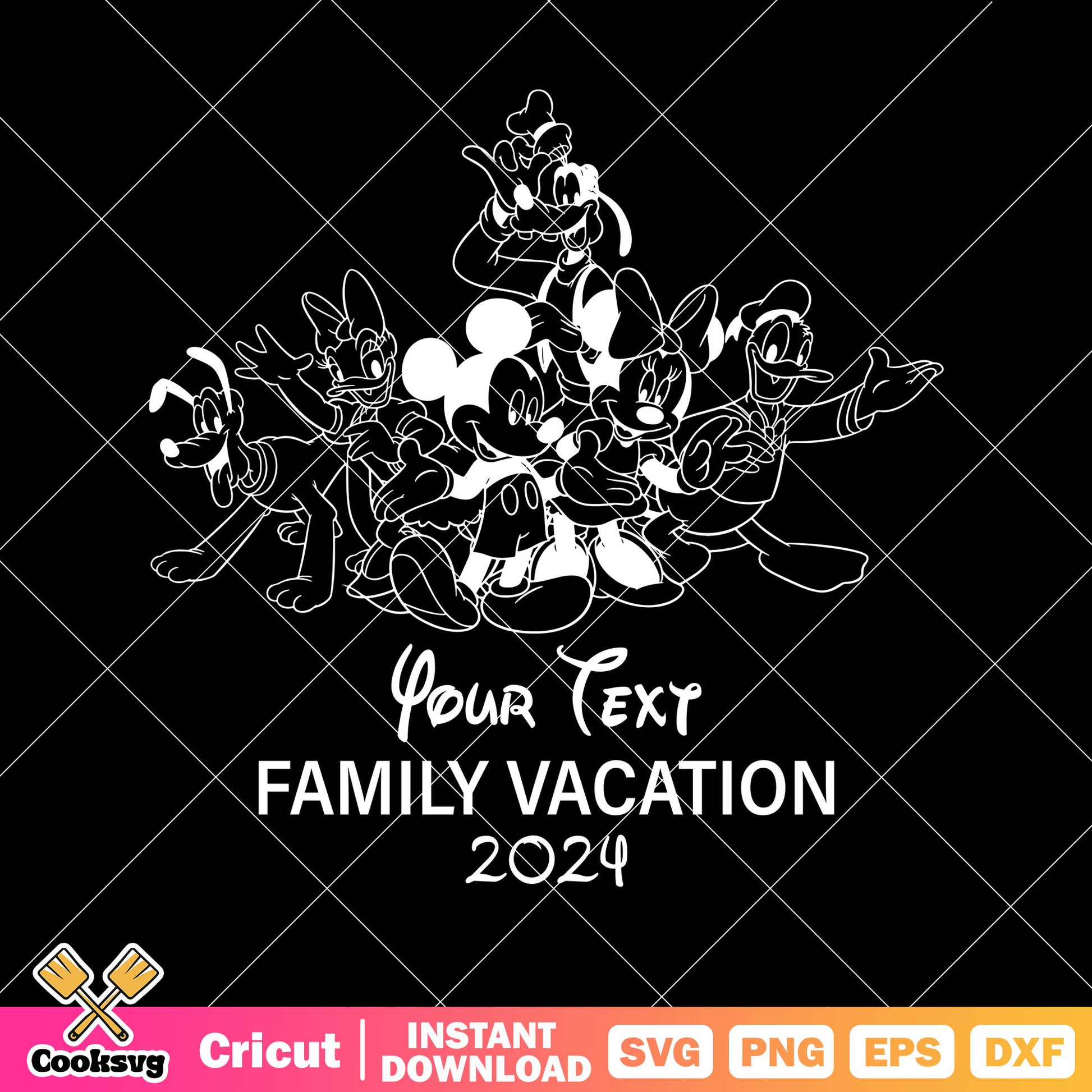 Mickey your text family vacation 2024 black svg, disney family vacation svg, mickey friends svg