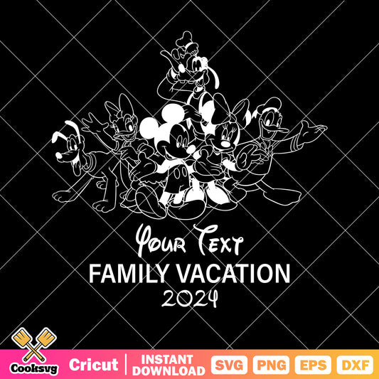 Mickey your text family vacation 2024 black svg, disney family vacation svg, mickey friends svg