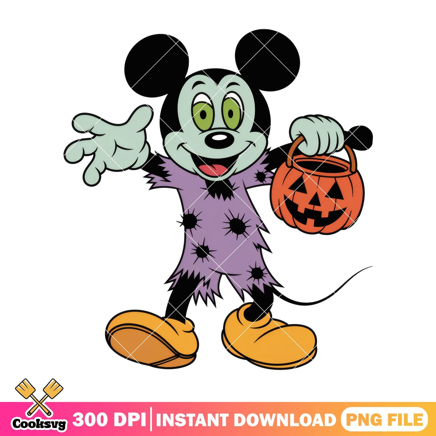 Mickey zombie clothes png, halloween candy png, mickey mouse png