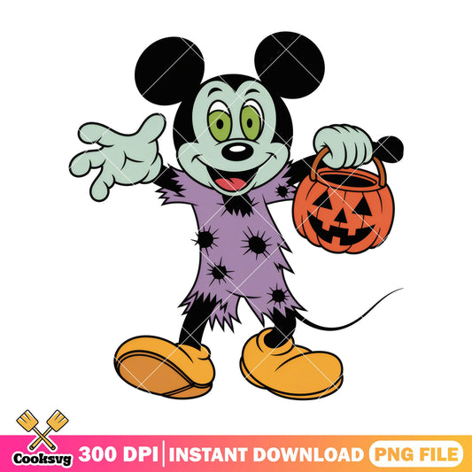 Mickey zombie clothes png, halloween candy png, mickey mouse png