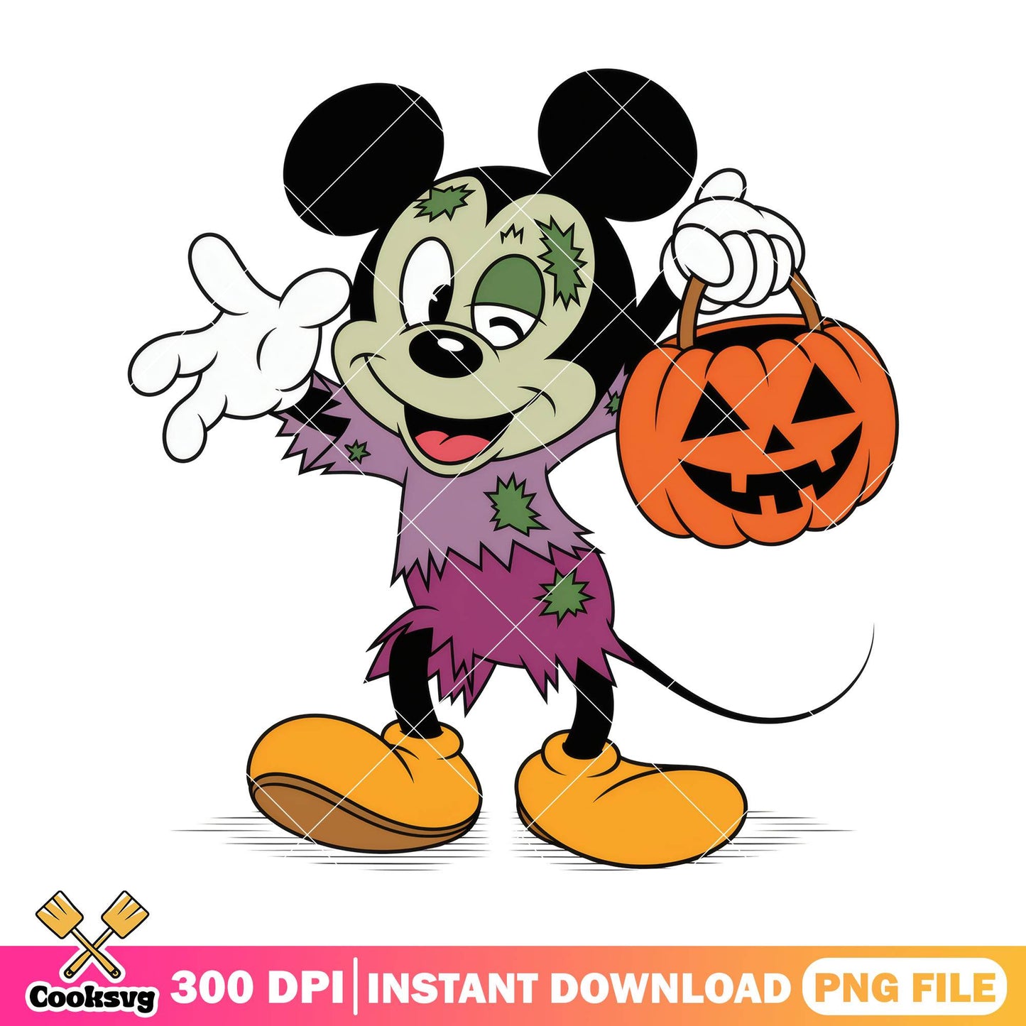 Mickey zombie costume png, halloween candy png, mickey mouse png