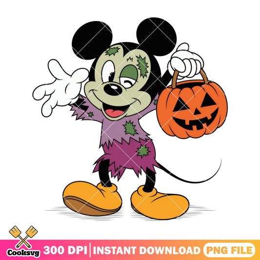 Mickey zombie costume png, halloween candy png, mickey mouse png