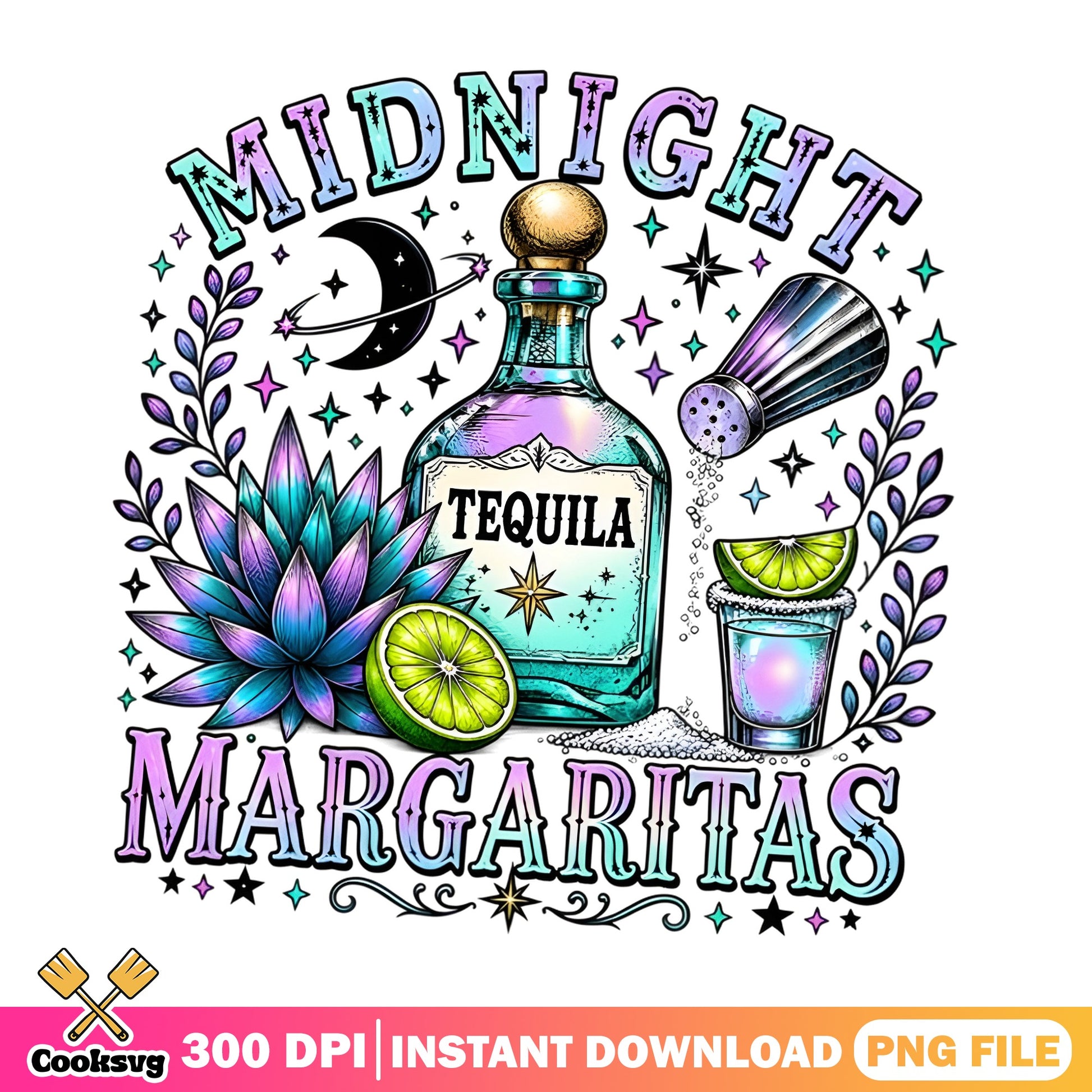 Midnight Margaritas Tequila PNG, Cocktail Shirt PNG, Boho PNG