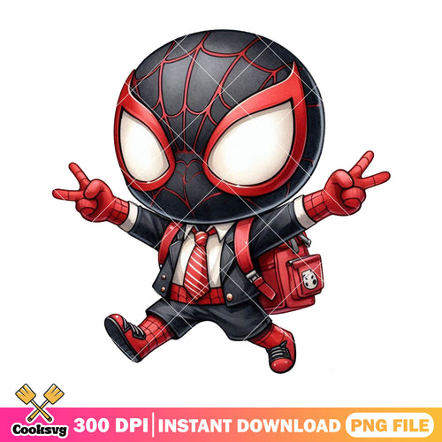 Miles morales design png, back to school day png, spiderman cute png