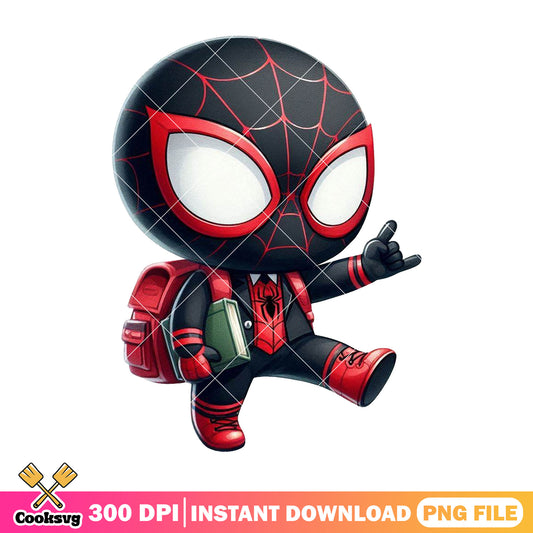 Miles morales red bag png, going back to school png, happy spiderman png