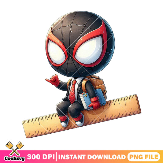 Miles morales ruler png, back to school image png, spiderman happy png