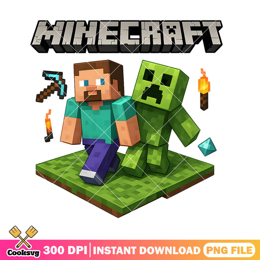Minecraft steve and creeper png, steve minecraft png, creeper and steve png