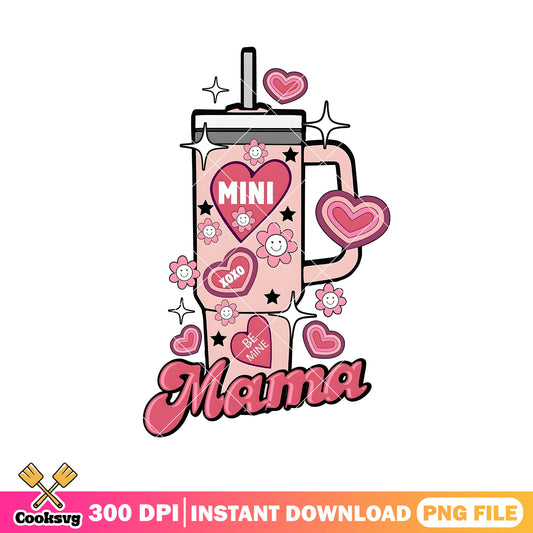 Mini and mama pink valentine png, pink valentine png, mama valentine png