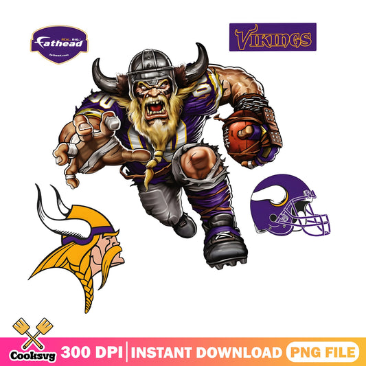 Minnesota Vikings NFL Mascot PNG Bundle, Vikings Logo PNG, Football PNG