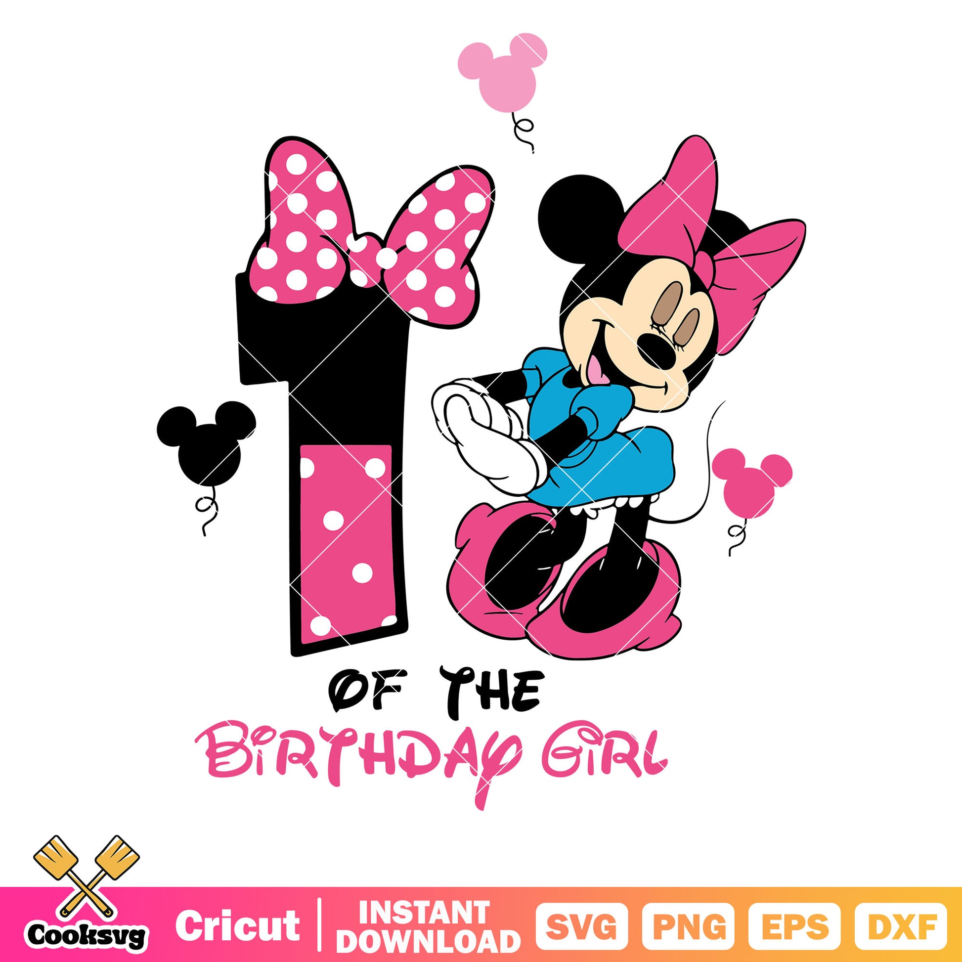 Minnie 1st of the birthday girl svg design, disney birthday​ svg, minnie birthday​ svg