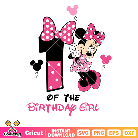 Minnie 1st of the birthday girl svg file, disney birthday​ svg, minnie birthday​ svg