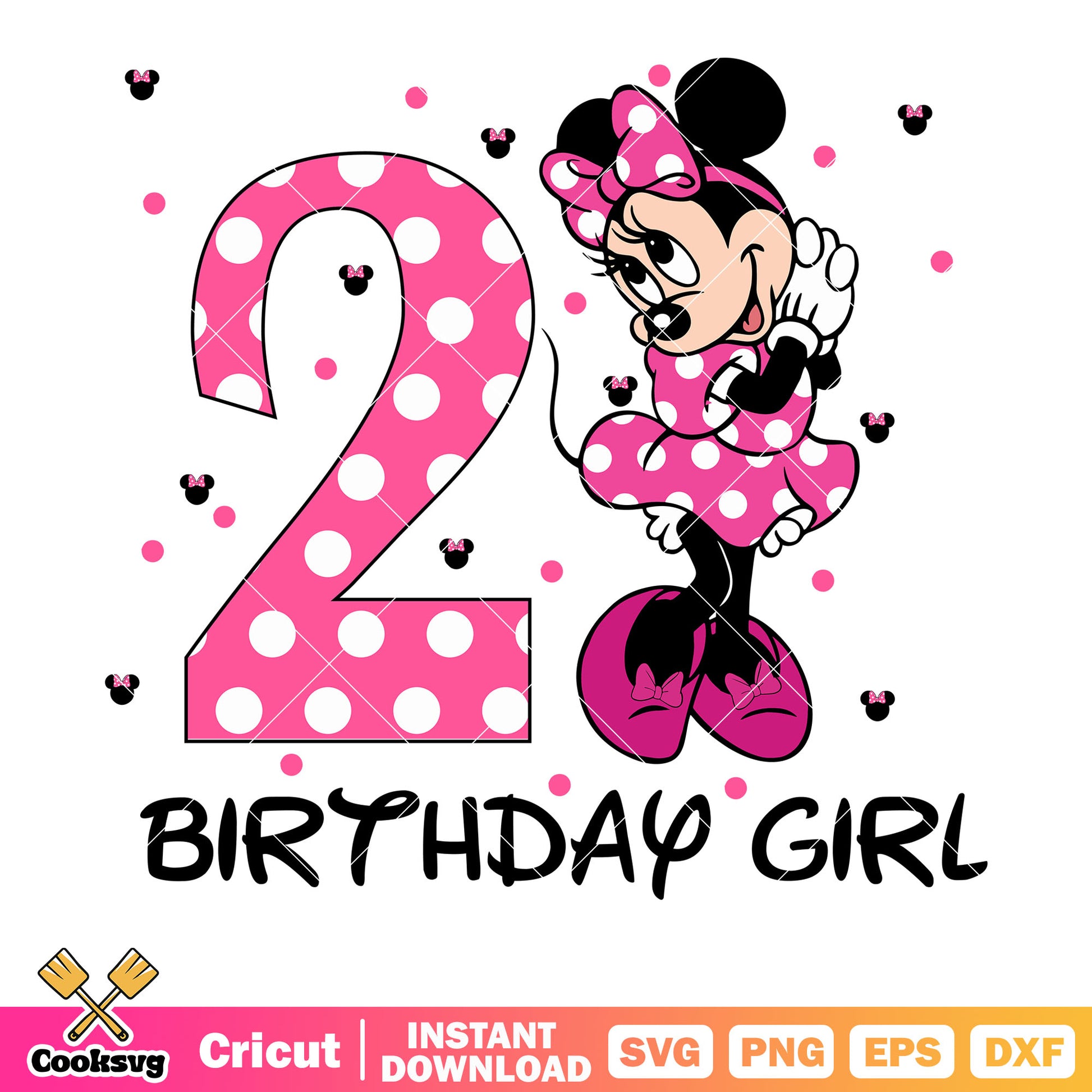 Minnie 2nd birthday girl pink disney svg, disney happy birthday​ svg