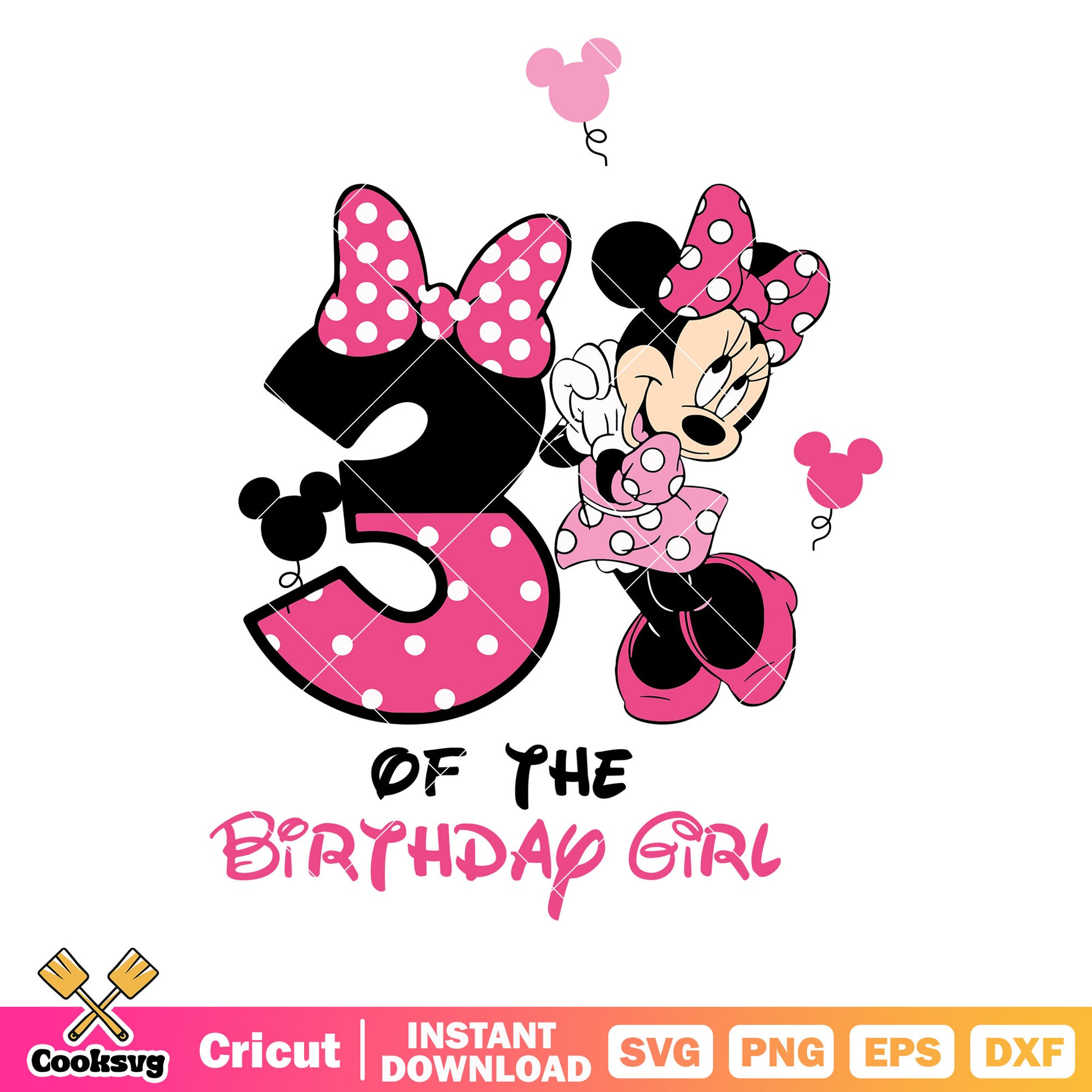 Minnie 3rd of the birthday girl svg file, disney birthday​ svg, minnie birthday​ svg