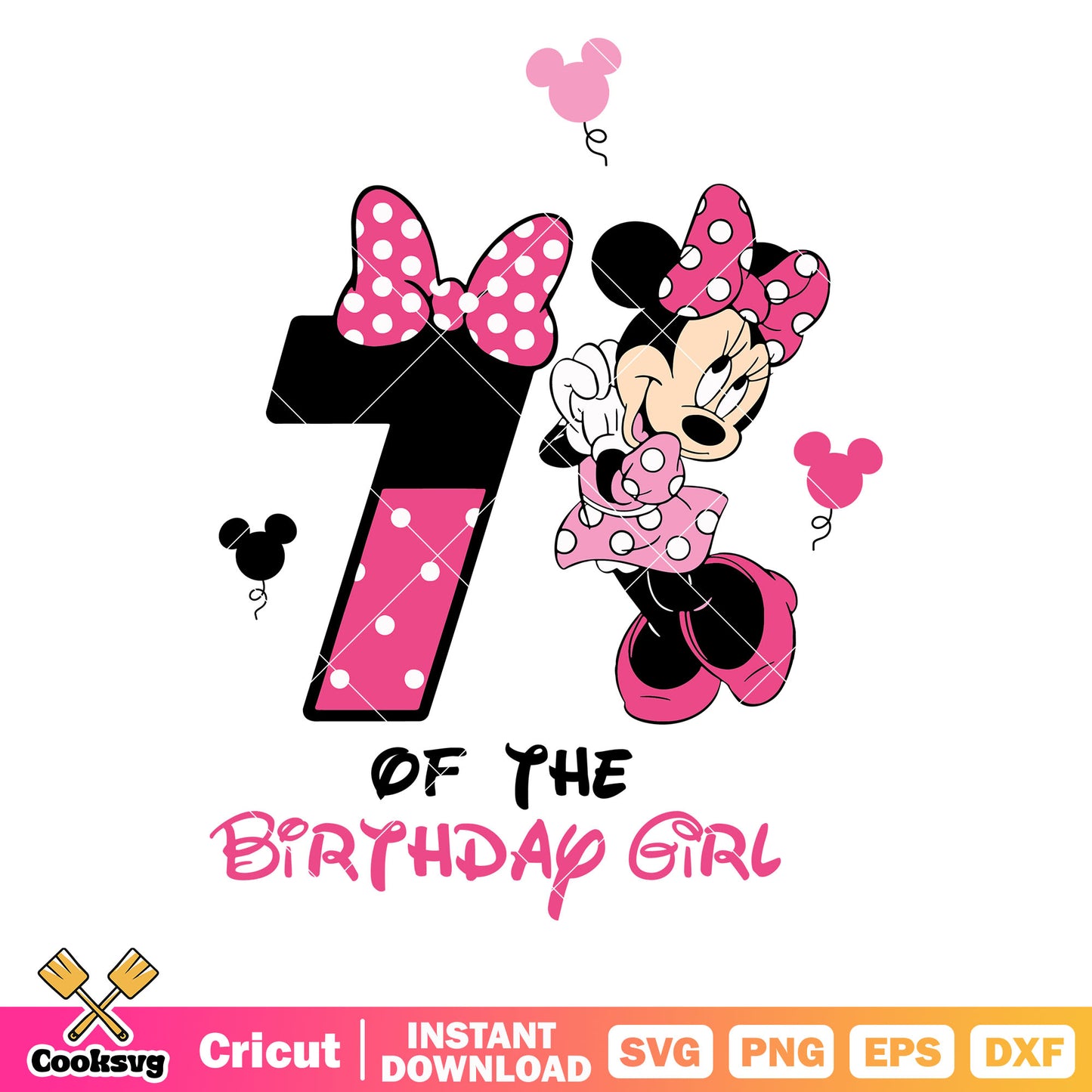 Minnie 7th of the birthday girl svg file, disney birthday​ svg, minnie birthday​ svg