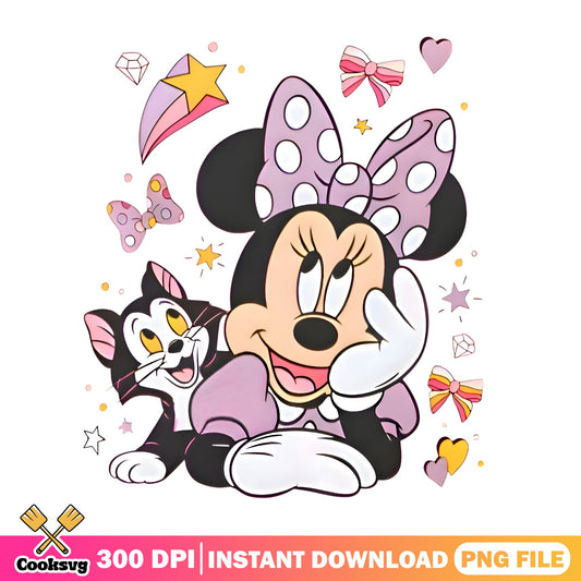 Minnie Mouse And Figaro Cat PNG, Disney PNG, Cute Disney PNG