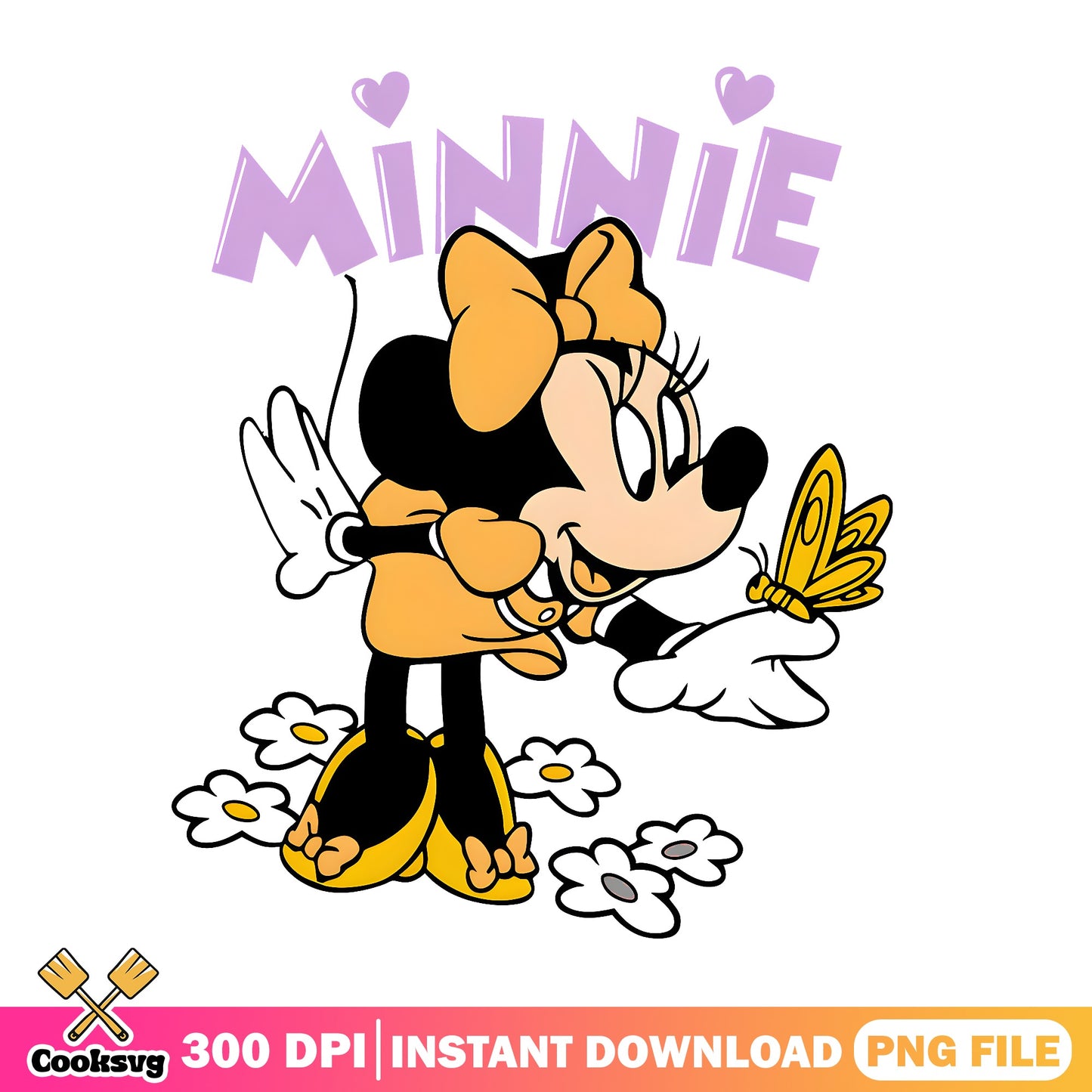 Minnie Mouse Butterfly Floral PNG, Disney Mickey PNG, Cute Minnie PNG