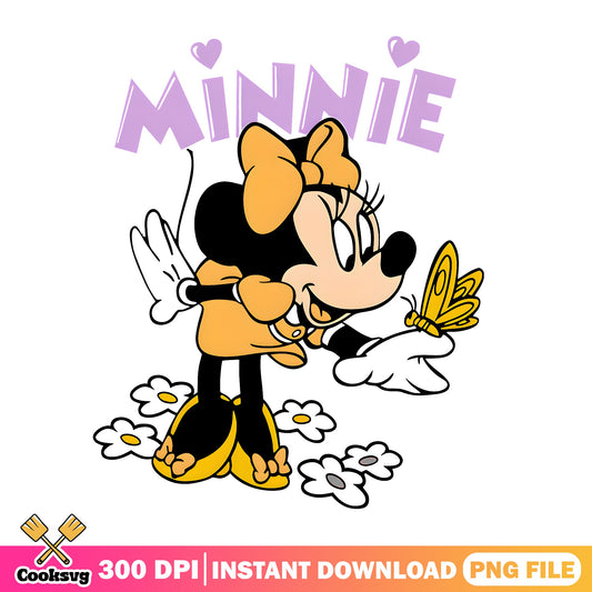 Minnie Mouse Butterfly Floral PNG, Disney Mickey PNG, Cute Minnie PNG