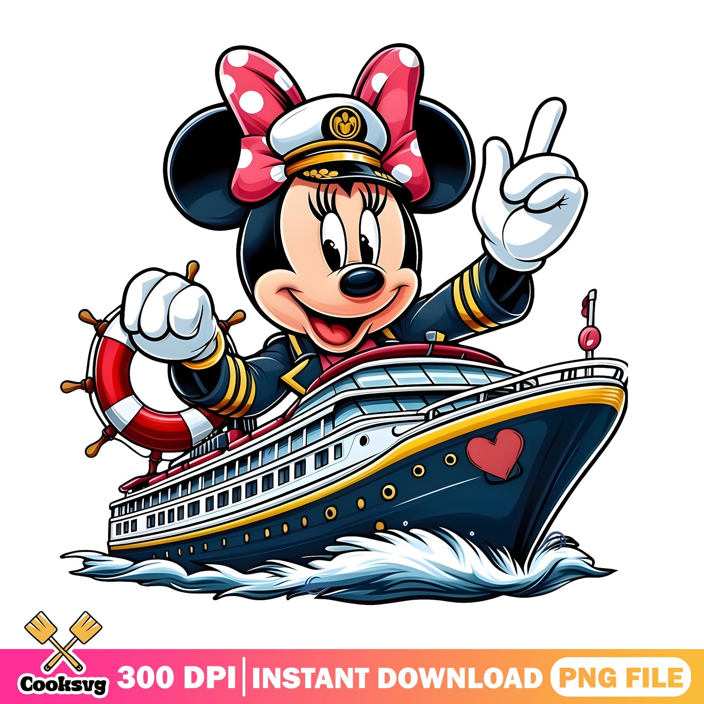 Minnie Mouse Captain Cruise Ship PNG, Disney Cruise PNG, Minnie PNG