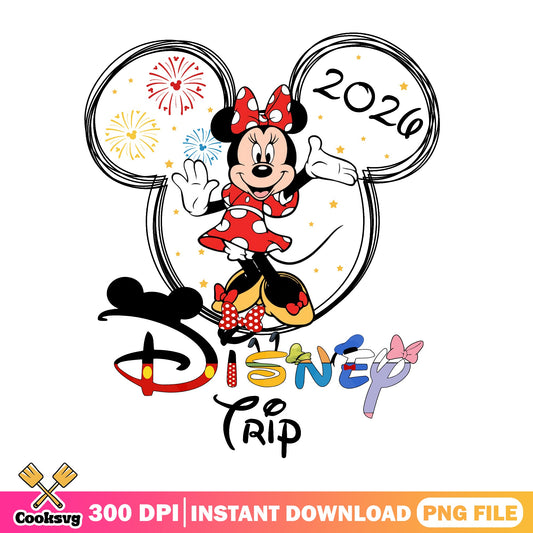 Minnie Mouse Disney Trip 2026 PNG, Disney Vacation PNG, Family Trip PNG