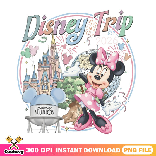 Minnie Mouse Disney Trip 2026 PNG, Disney World PNG, Magic Kingdom PNG